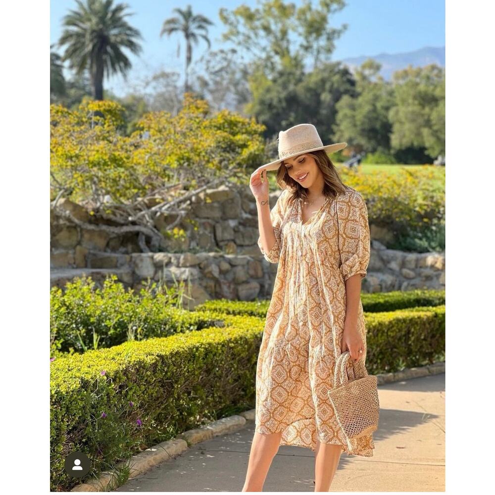 Matta New York Katia Diu Dress In Playa Moroccan Block Print Midi XS